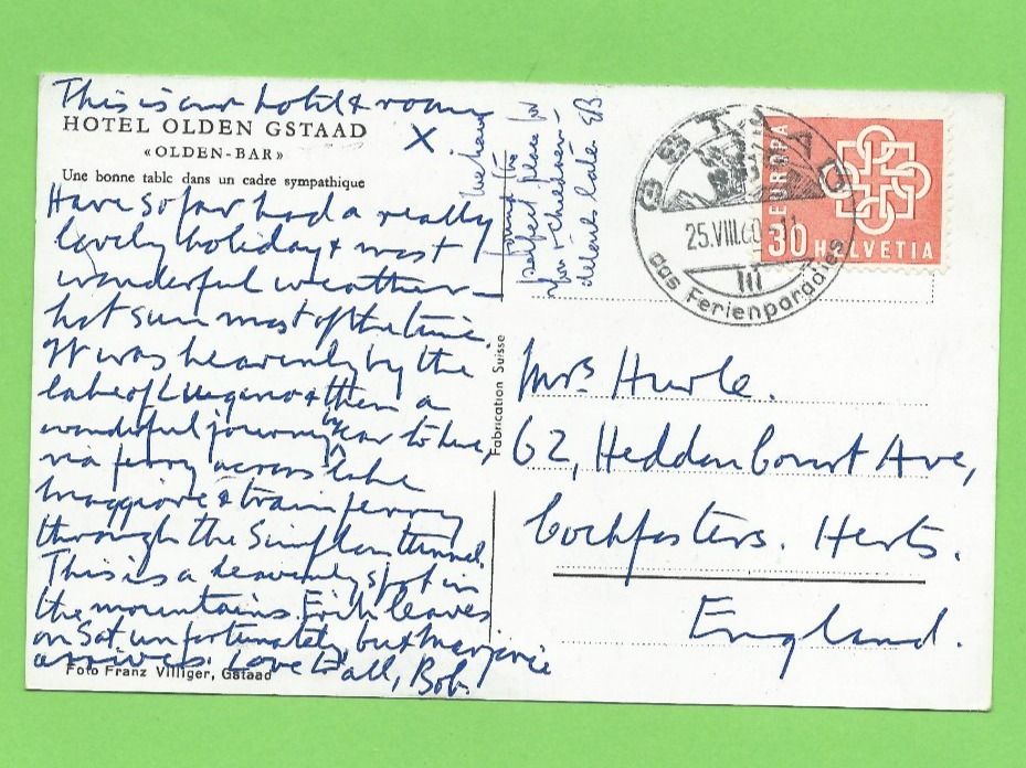 Cartoline postali: Hotel Olden Gstaad – Usato da Zürich venduto da t24_de 1