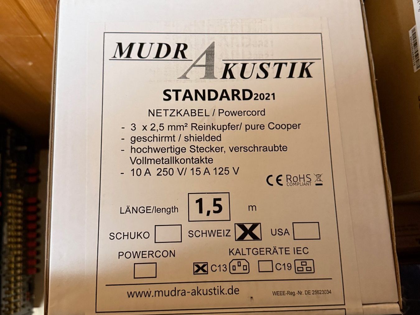 Cavi: Mudra Akustik Standard Netzkabel, 150cm – Nuovo e nell'imballaggio originale da Grosshöchstetten venduto da HCOG 1