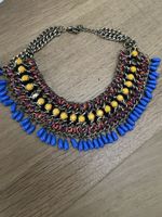 Halskette Statement Kette mit blau, gelb und rot Perlen