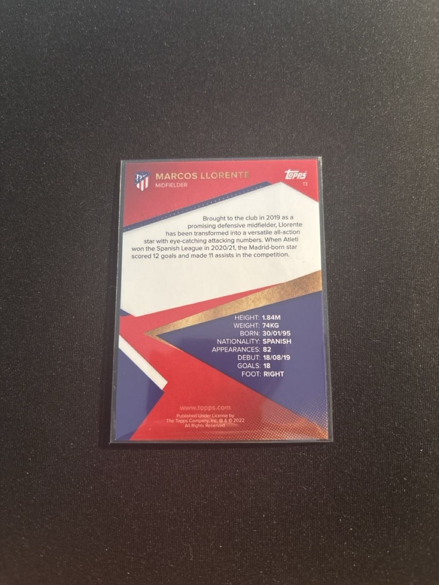 Topps Carte collezionabili: Marcos Llorente - Topps - Atletico Madrid - Team Set – Usato da Kaiseraugst venduto da Baum_12 1