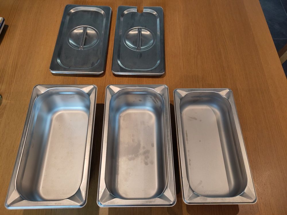 Panierschalen Set 2-teilig – GN 1/2 Behälter Mit Deckel, 32,5x26,5x6,5 Cm, Edelstahl, Stapelbar, Für Gastro & Catering