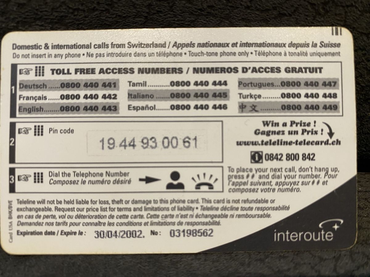 Schede telefoniche: Teleline – Usato da Lausanne venduto da babacard10 1