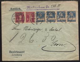 LENZBURG 26.VI.1928  Nachnahme Fr. 126.30  Bezirksamt
