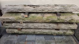 7x Granitstelen gelb, 175 cm lang – roh gespalten