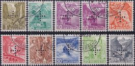 Dienstmarken: 19z-27z (geriffelt) gestempelt, Kat: 285.-