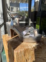 Silberne High Heels Sandalen, Gr. 39