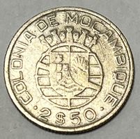 2.5 Escudos - Mozambique  / Portugal - 1950 ( Silber .650 )