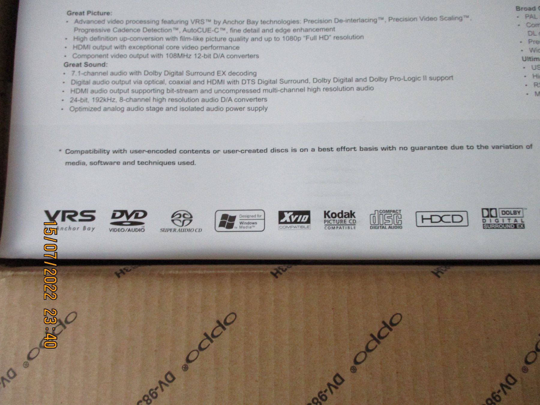 Oppo Audio- & Mediensysteme: OPPO DV-983H Multidisc Player codefree – Gebraucht aus Liestal von Disc-Point 9