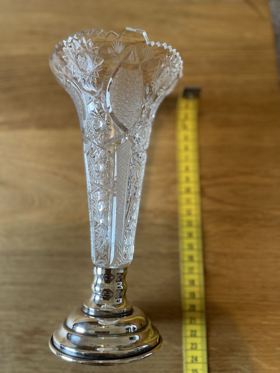 Vasi & Recipienti: Kristall Vase mit Silberfuss,  – Usato da Bern venduto da roa80 1