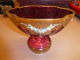 Wunderschöne antike Rubin Glas Bonboniere mit Goldrand!