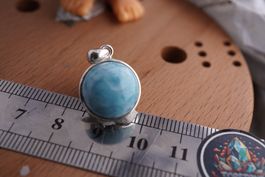 Larimar  925 Silber  Rund 15mm    Anhänger  "TOPSTONE"