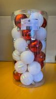 AKTION Weihnachtsbaumkugeln 30Stück rot/weiss diverse Muster