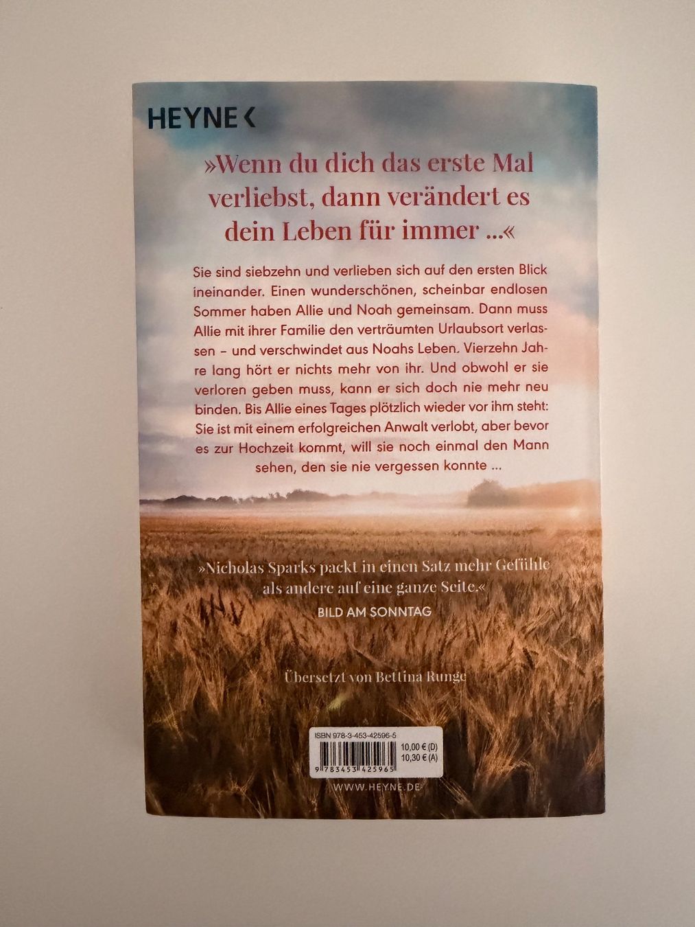 Libri: Nicholas Sparks Wie ein einziger Tag Roman – Usato da Luzern venduto da mani032 1