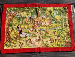 Schneewittchen mit 7 Zwerge Bild aus Stoff (VINTAGE)