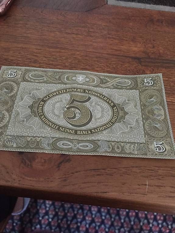 Banknoten: Alte fünf Franken Note – Gebraucht aus Küttigen von Zorro1 1