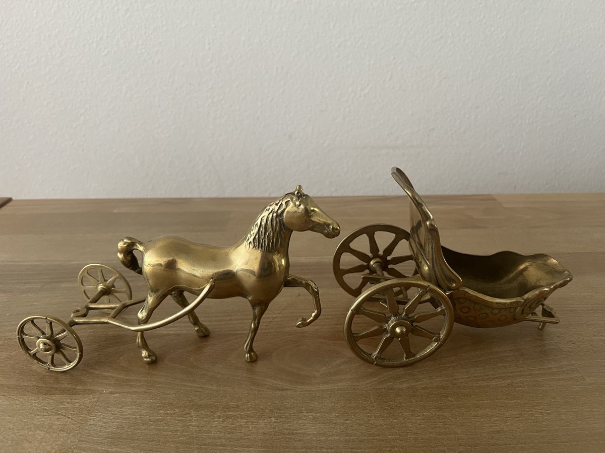 Statuette: Dekoration Pferd mit Wagen Messing gebraucht – Usato da Binningen venduto da lausemaus01 3
