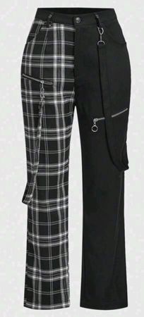 Pantalon à carreaux noir et blanc, taille S