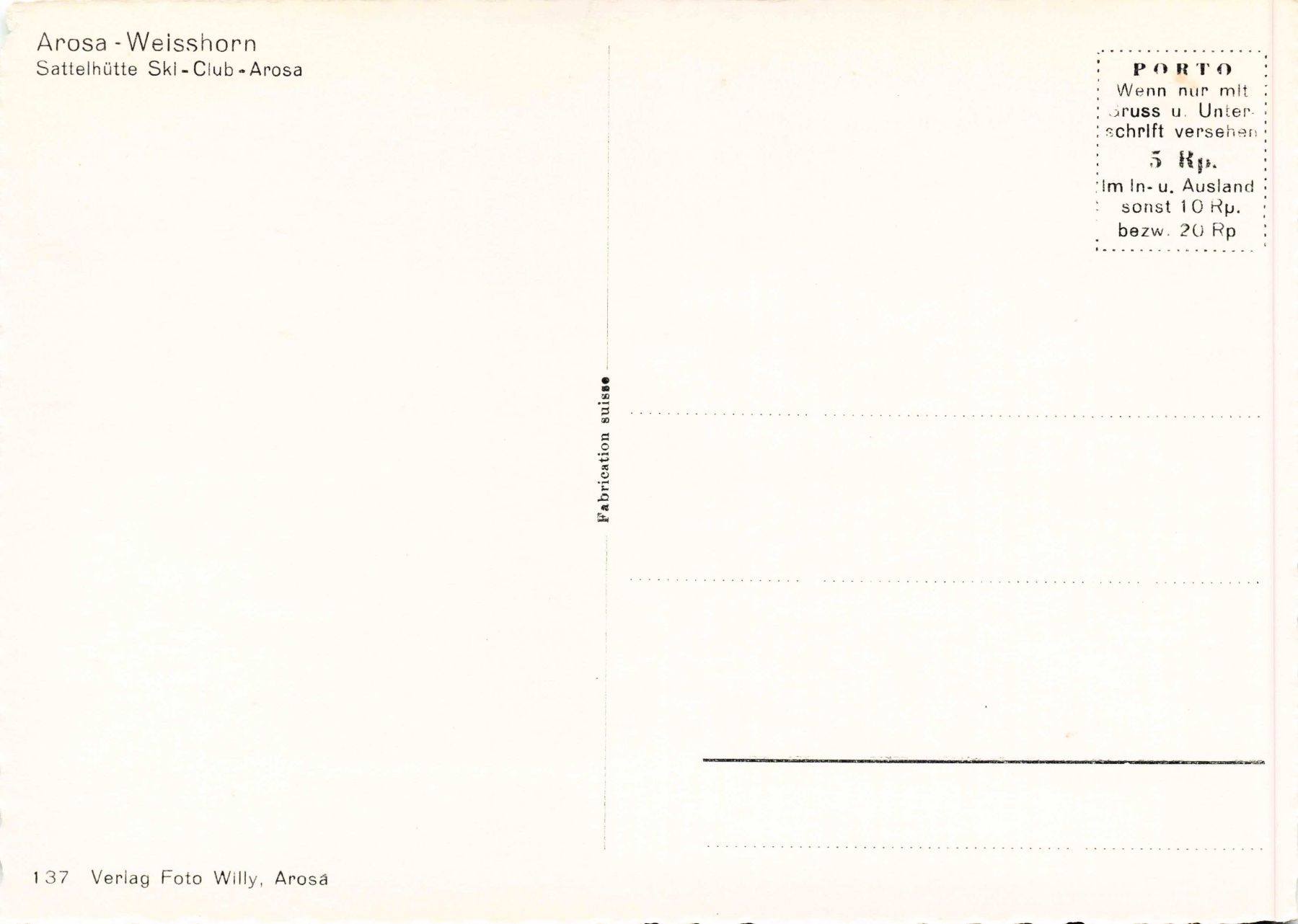 Cartoline postali: Arosa weisshorn G – Usato da Biasca venduto da Blenio71 1