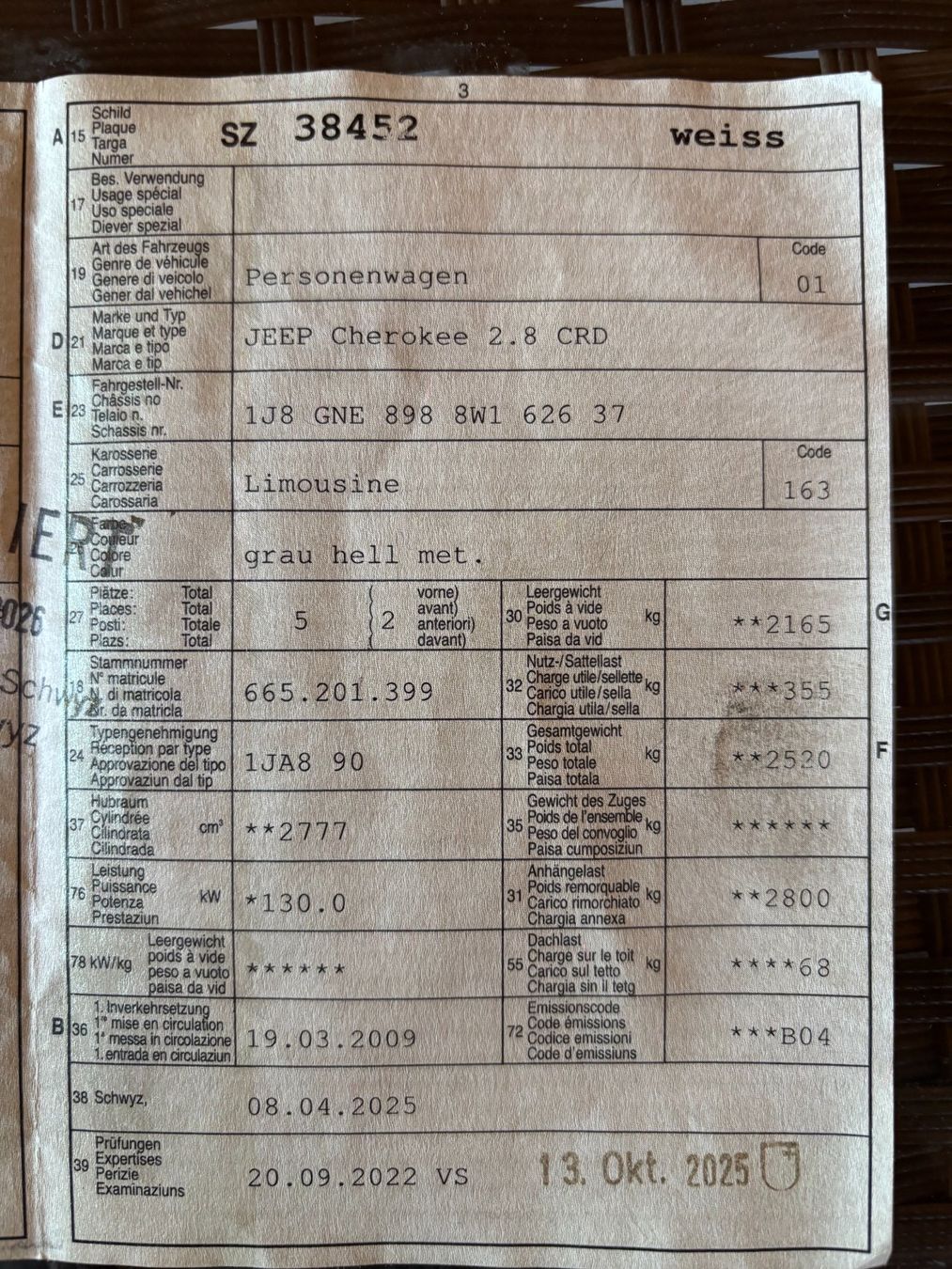 Jeep Autos: Jeep Cherokee 2.8 CRD – Défectueux à Rothenthurm par schwinger21 8