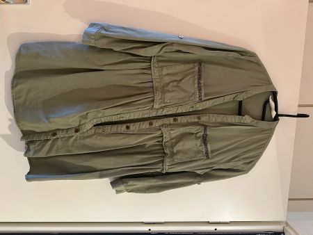 Zara Hemdblusenkleid khaki + Schwarz Grösse S