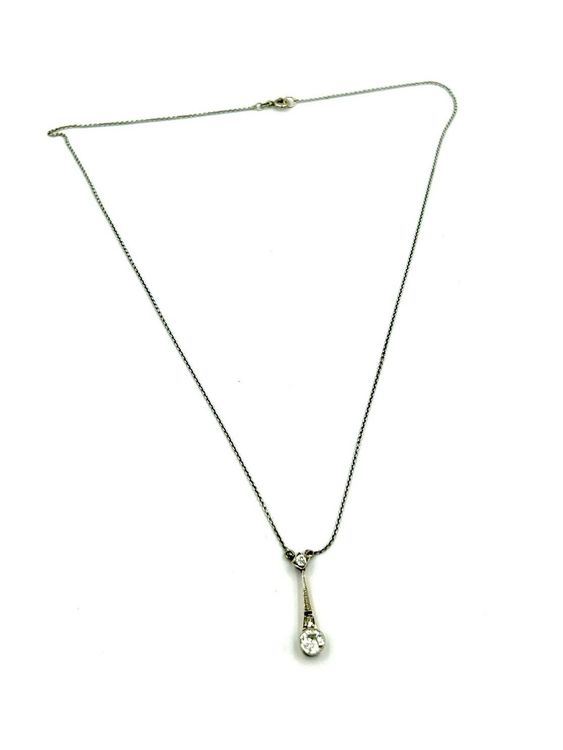 Collier Vintage Art Déco En Métal Avec Pierres Et Petits Diamants (occasion)