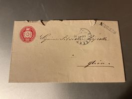 1877 Tüblibrief mit Stabstempel Srdrun - Ilanz Balkenstempel
