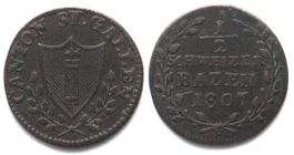 ST. GALLEN Kanton Halbbatzen 1807 Billon SELTENES JAHR!