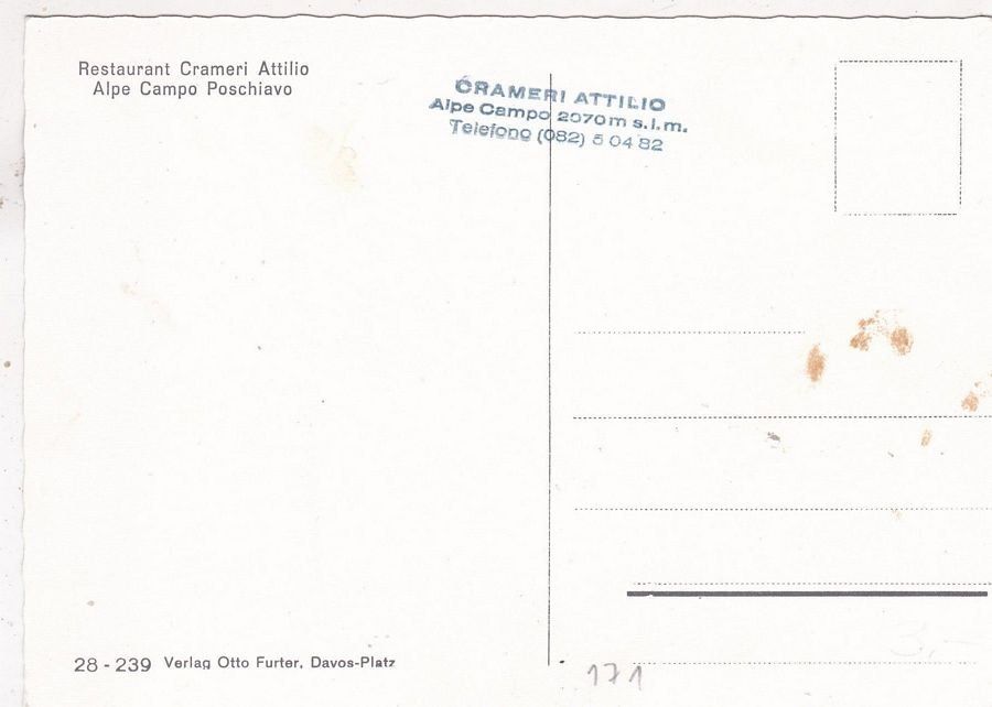 Cartoline postali: Alpe Campo, Restaurant Crameri Attilio – Usato da Frauenfeld venduto da POML 1