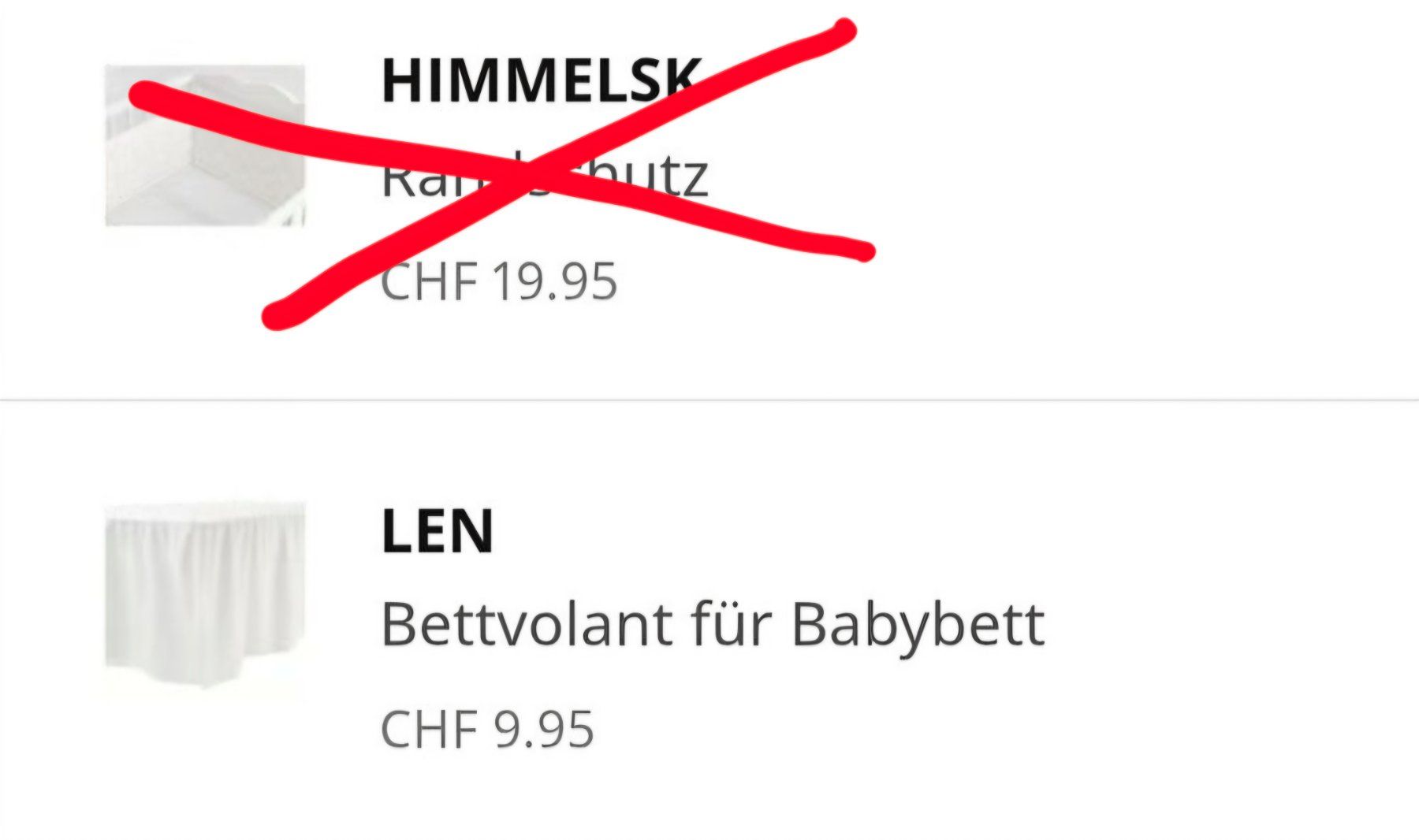 Ikea Bettwäsche: Bettvolant 140x70cm – Gebraucht aus Winterthur von Ausmisten2026