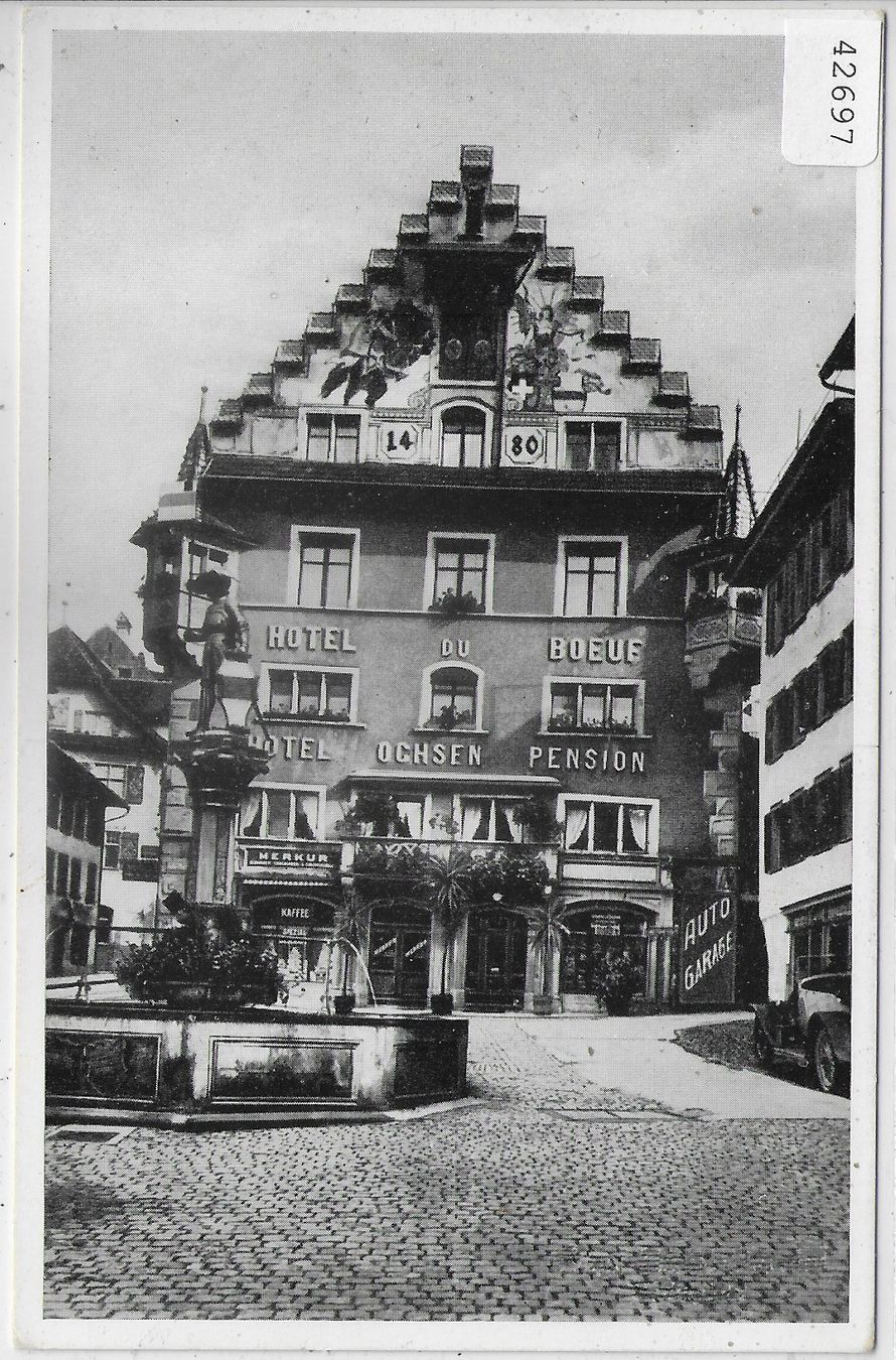 Cartoline postali: Hotel Restaurant Ochsen - Zug – Usato da Ettingen venduto da Kartenplanet