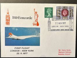 Lettre Concorde premier vol London - NY