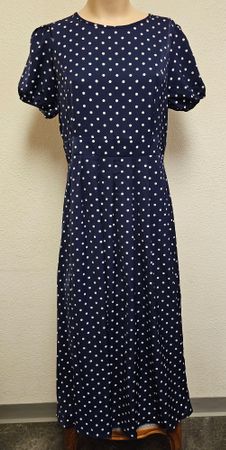 Damen Maxikleid Marineblau mit weißen Punkten – Gr. XL – Seh