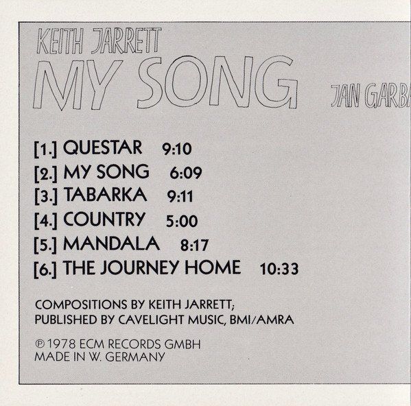 CD: Keith Jarrett – My Song - b – Usato da Brittnau venduto da Zibu 3
