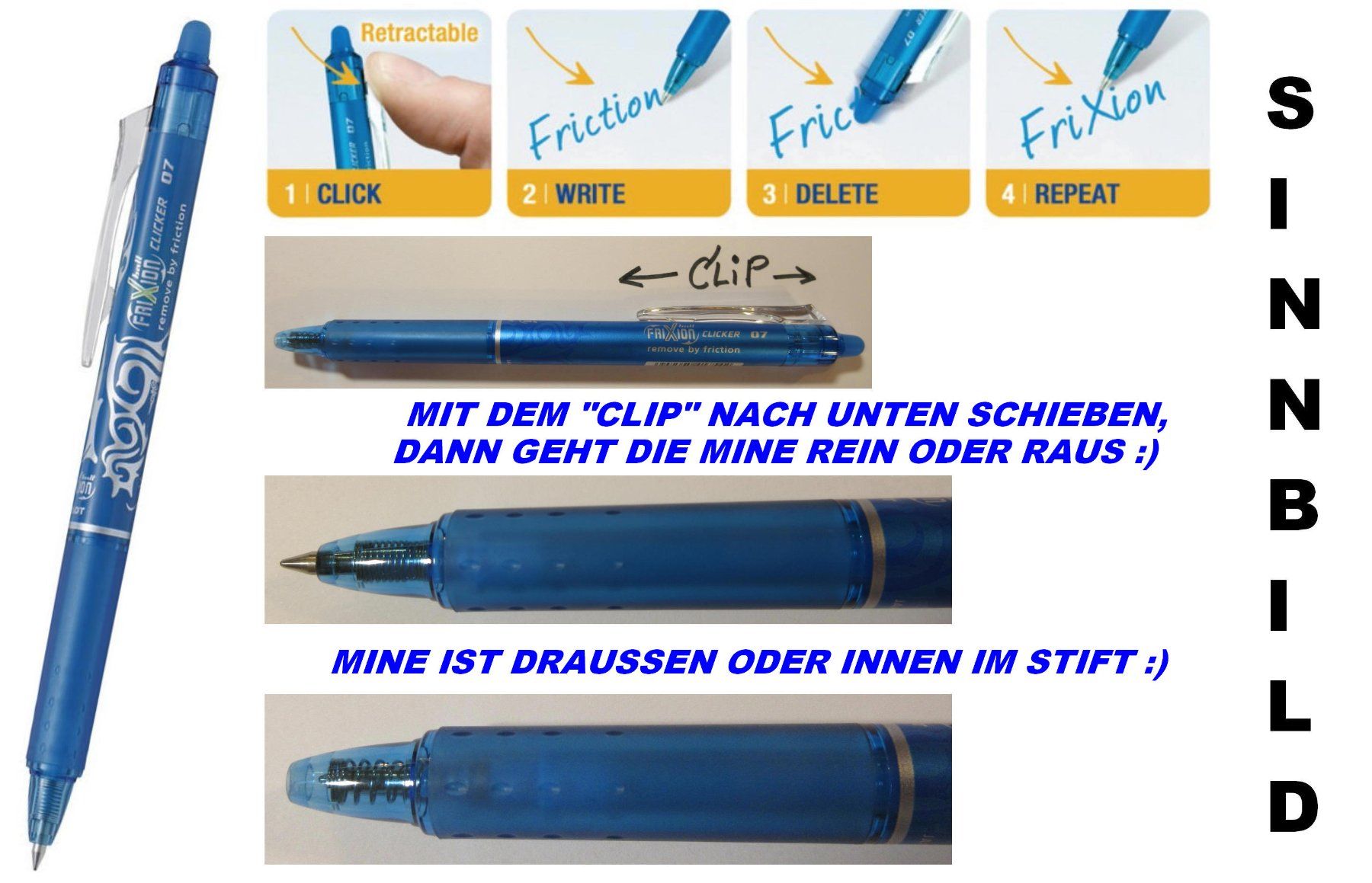 Pilot Stifte & Marker: Pilot Roller ** Frixion CLICKER ** Ball 07 ** HELLBLAU – Neu (gemäss Beschreibung) aus Strengelbach von Mozi1 1