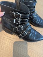 Coole Damen Stiefeletten, schwarz, mit Schnallen, Grösse 39