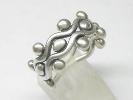 Vintage Ring Silber 925 Wellen Kugeln Handarbeit Gr. 58