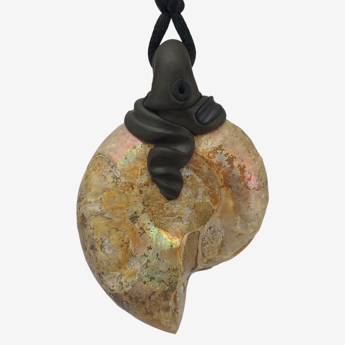 Fossili: Ammonit Fossil Steinanhänger mit eingefasstem Lapislazuli – Nuovo e nell'imballaggio originale da Meilen venduto da Kaleidoskopia 2