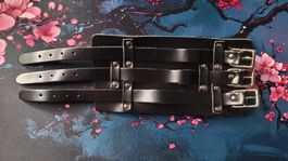 Schwarzes Lederarmband - Mittelalter, LARP, Gothic-Style