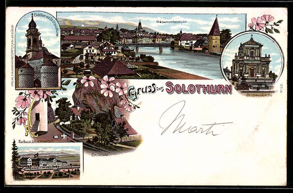 Cartoline postali: Litho Solothurn, St. Upsuskirche, Eichto – Usato da Berlin venduto da bartko-reher