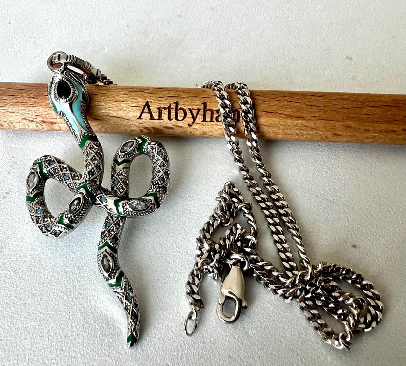 Drachensilber Schlangen Anhänger - 925 Sterling Silber Schmuck Anhänger Für Ketten