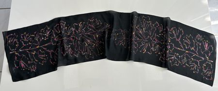Long Scarf Black Floral Print Designer Vena Silk Used