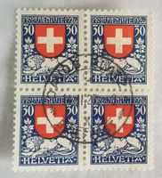 ST219) J40, Pro Juventute im 4-Block Zentrumstempel Kt. 100