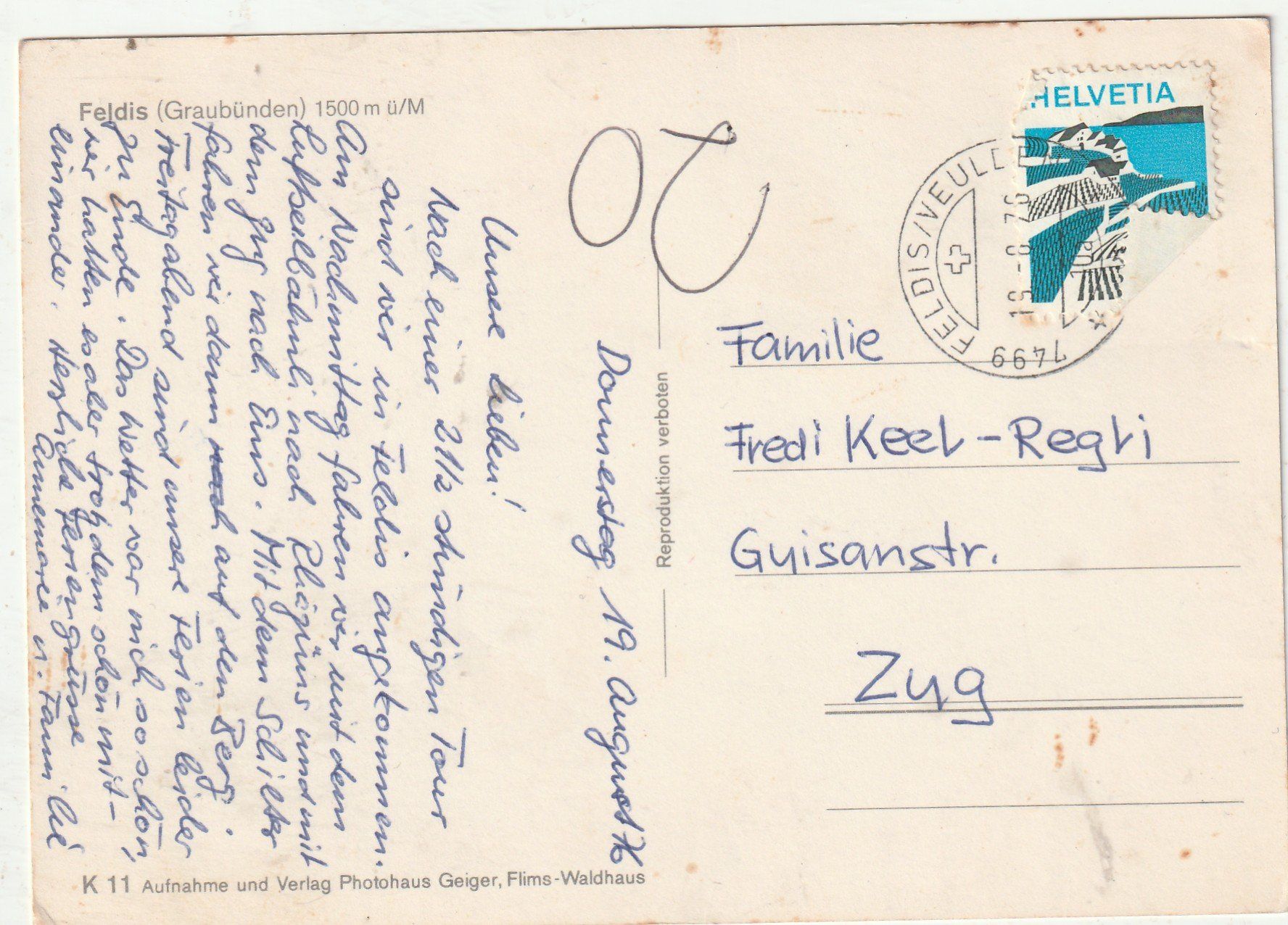 Cartoline postali: Feldis um 1976 MBK – Usato da Lumbrein venduto da made02 1