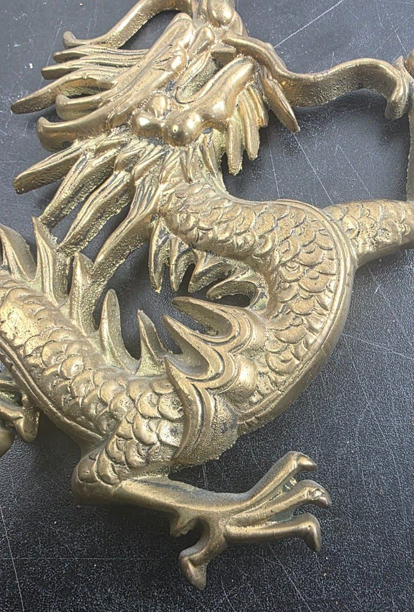 Figurines: Goldener chinesischer Drache aus massivem Messing – D'occasion à Flums par Flumsantik 2
