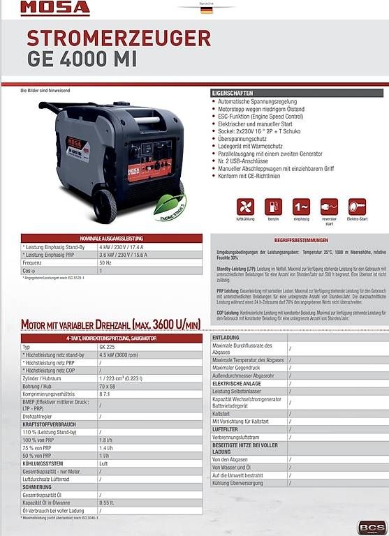 Stromgeneratoren: Generatore- Stromerzeuger - Stromgenerator Mosa GE 4500 MI  – Gebraucht aus Giubiasco von Famil.l 1