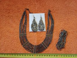 Schmuckset Kette Armband Ohrringe braun bronzefarben