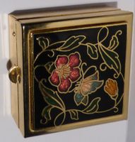 CLOISONNÉ -DOSE; SCHÖNE BLUMEN MOTIVE;  ANTIK; HAND GEMACHT