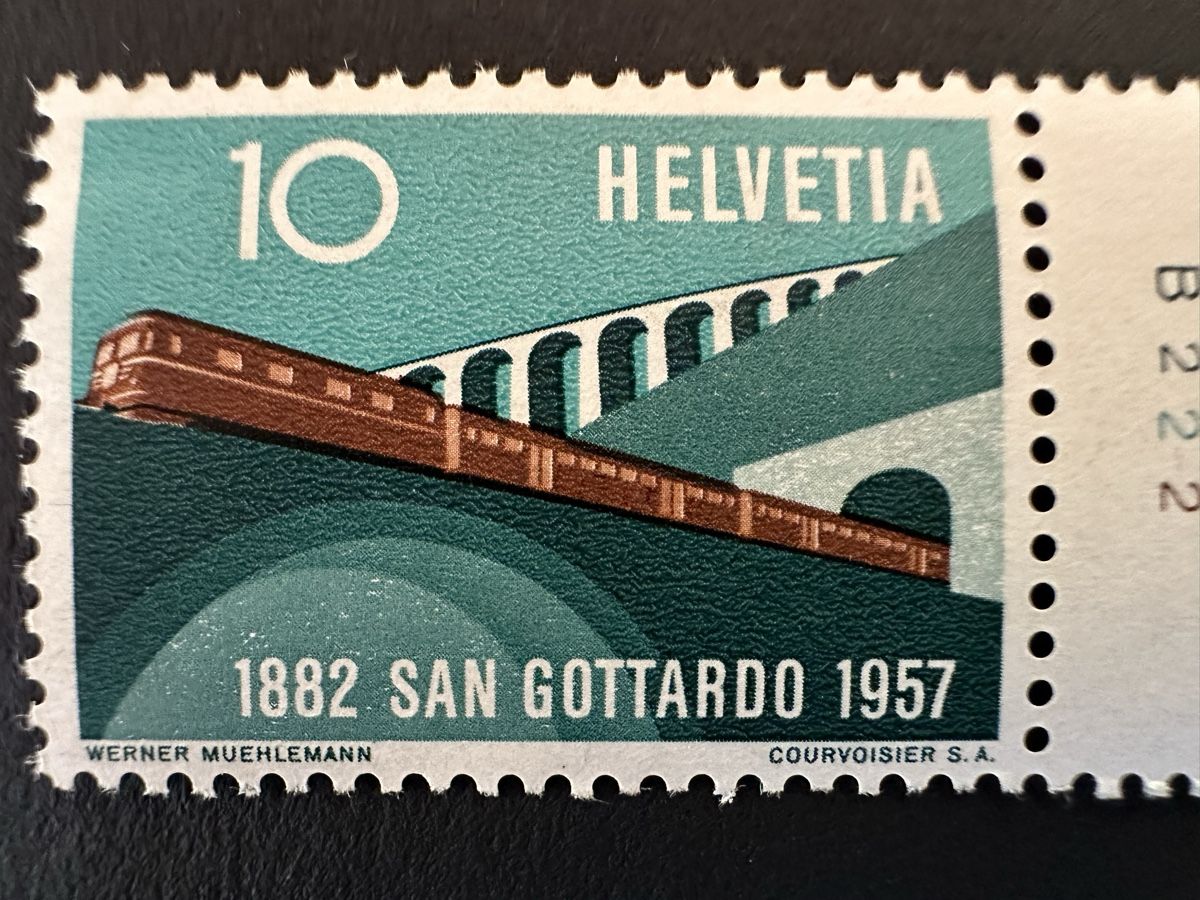 Tutti i francobolli: Schweiz - 1957 329a + 329b Brauner Zug ** – Usato da Schmitten / FR venduto da Samsara169 2