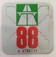 Vignette 1988, gebrauchte Autobahnvignette 88