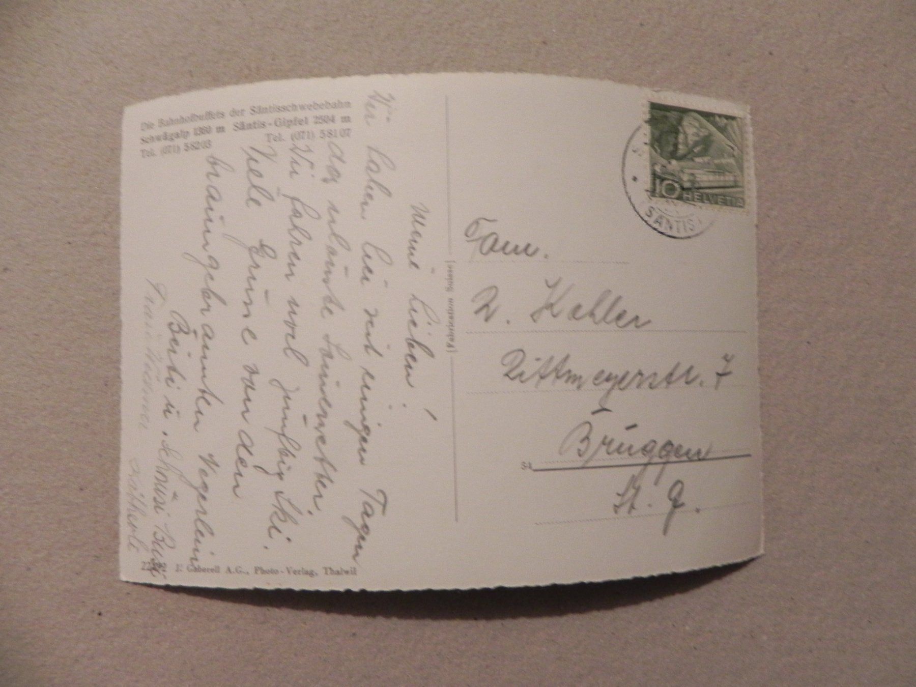 Cartoline postali: Karte Schwebebahn Säntis Bahn App. 1955 – Usato da Siebnen venduto da krimsie 1